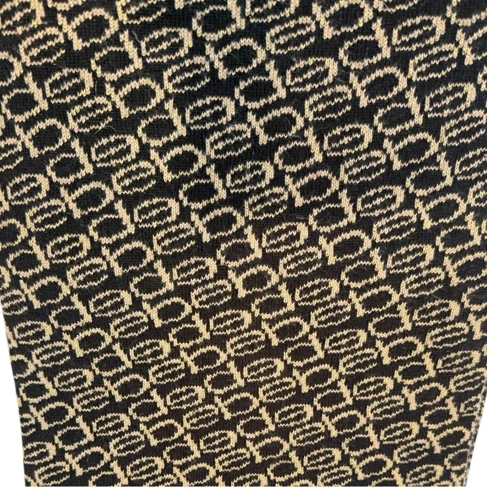 BEBE Logo Black and Gold Stocking Cap and Scarf Set Rhinestone Logo Pom Pom NWOT